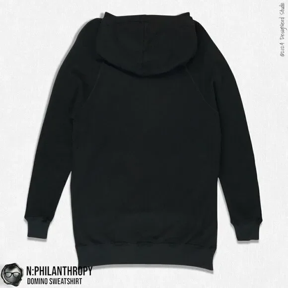 N:PHILANTHROPY DOMINO HOODIE HIGH-LOW SWEATSHIRT IN BLACK CAT WOMEN SIZE SMALL